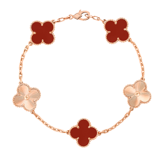 Bracciale Trifoglio Deluxe - Rosso & Oro Rosa