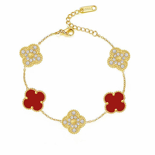 Bracciale Trifoglio Deluxe - Rosso Intenso