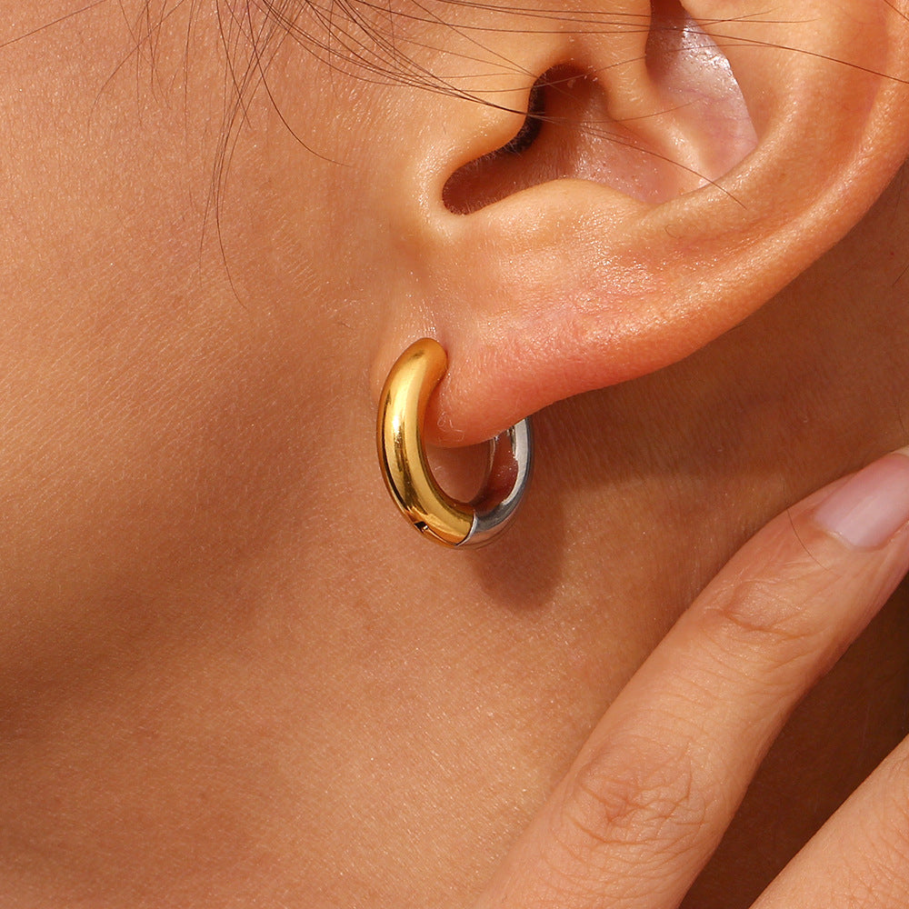 Ingrid Dual Tone Hoop Earring