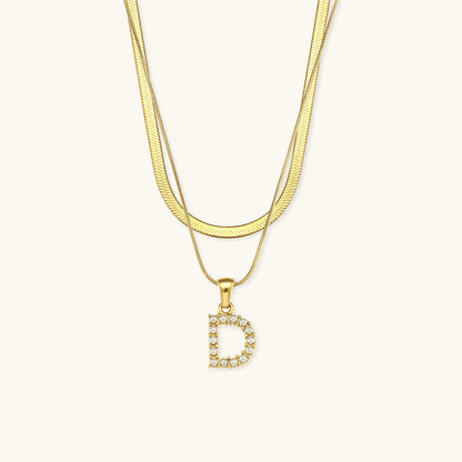 Fiona Layered Gold Initial Letter Necklace