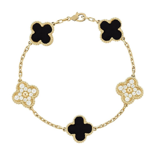 Bracciale Cristallo Nero - Oro