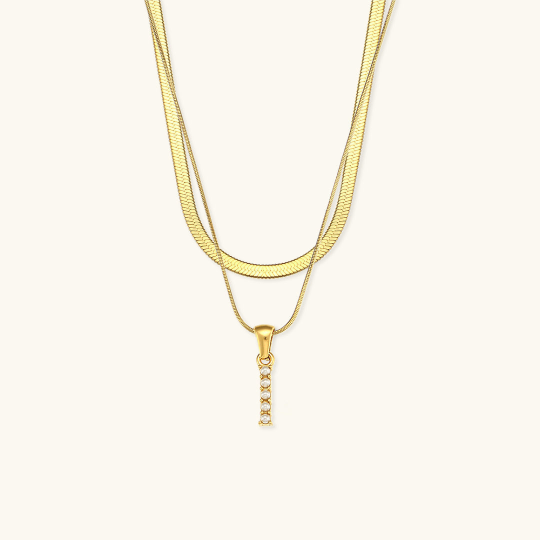 Fiona Layered Gold Initial Letter Necklace