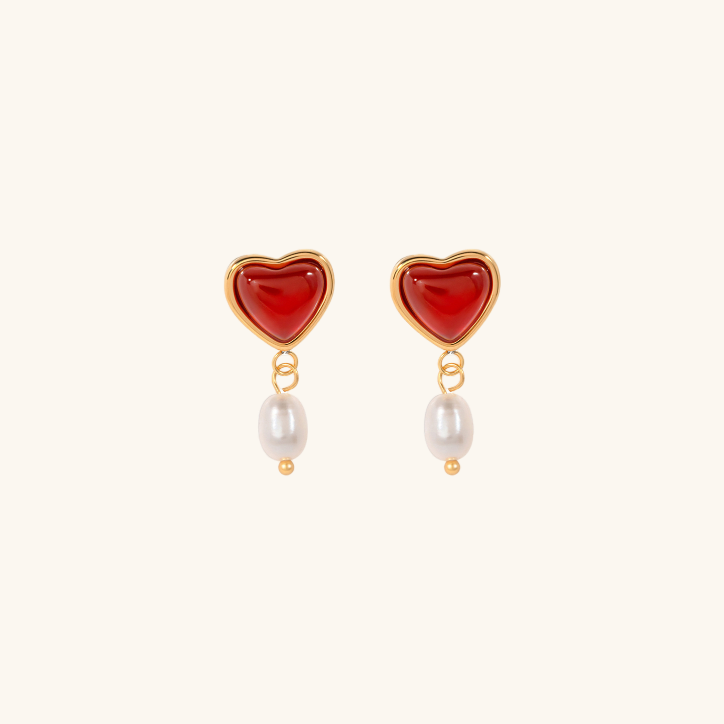 Sabina Pearl Heart Gold Earrings