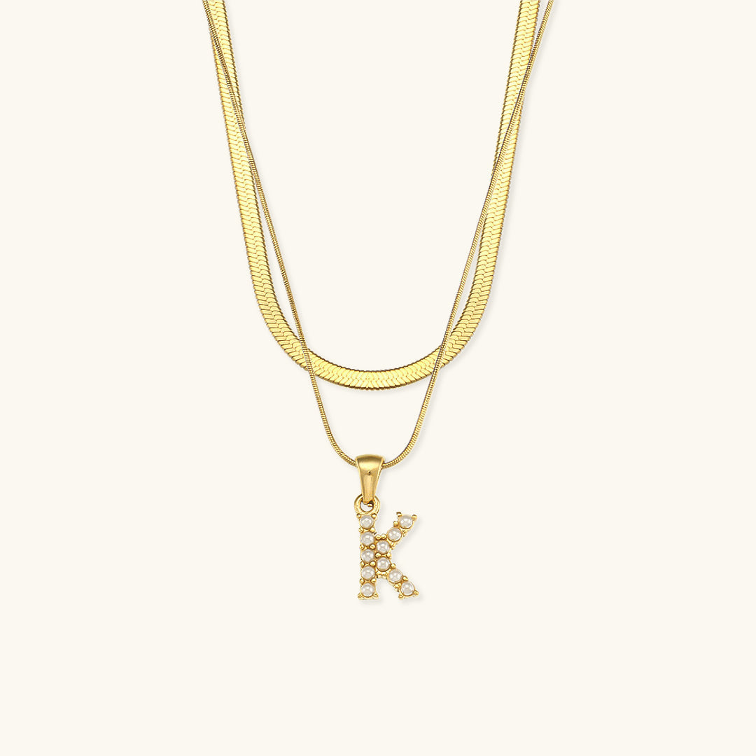 Fiona Layered Gold Initial Letter Necklace