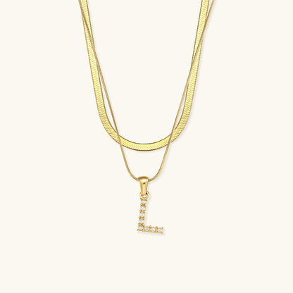 Fiona Layered Gold Initial Letter Necklace