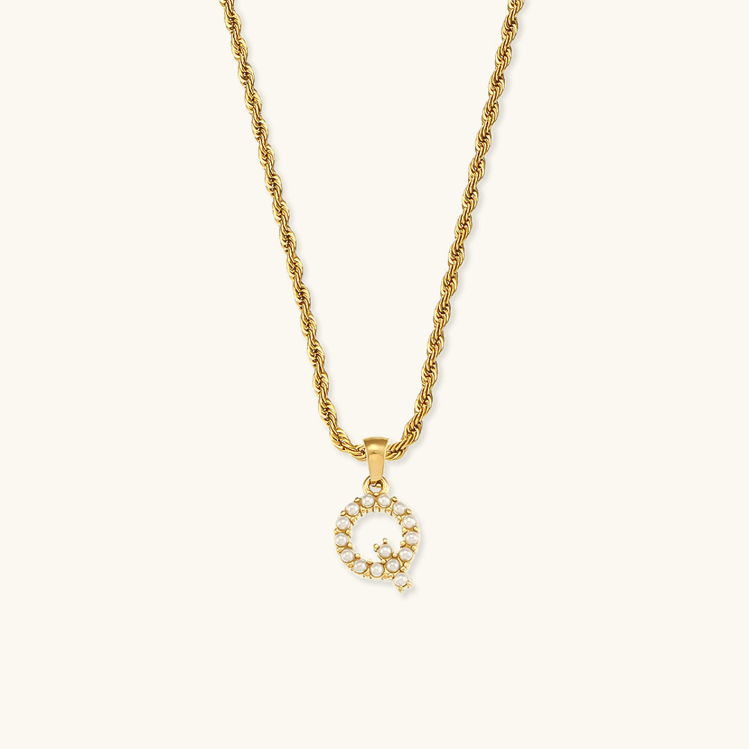 Elodie Initial Letter Pearl Necklace