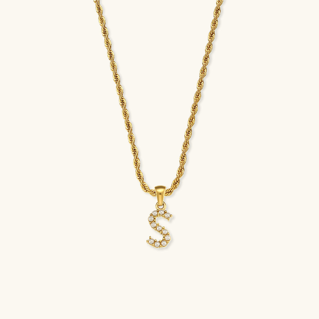 Elodie Initial Letter Pearl Necklace