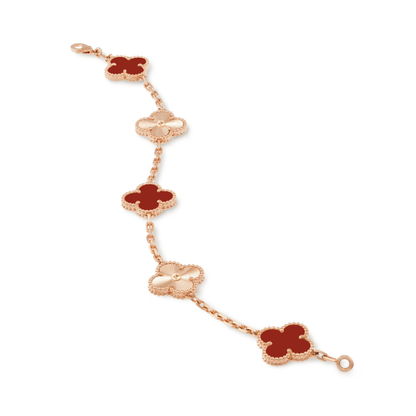 Bracciale Trifoglio Deluxe - Rosso & Oro Rosa